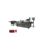 Мало шише капки за очи, машина за полнење лак и машина за покривање